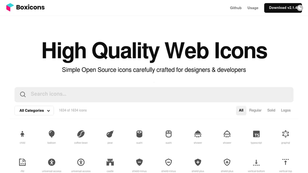 A screenshot of Boxicons