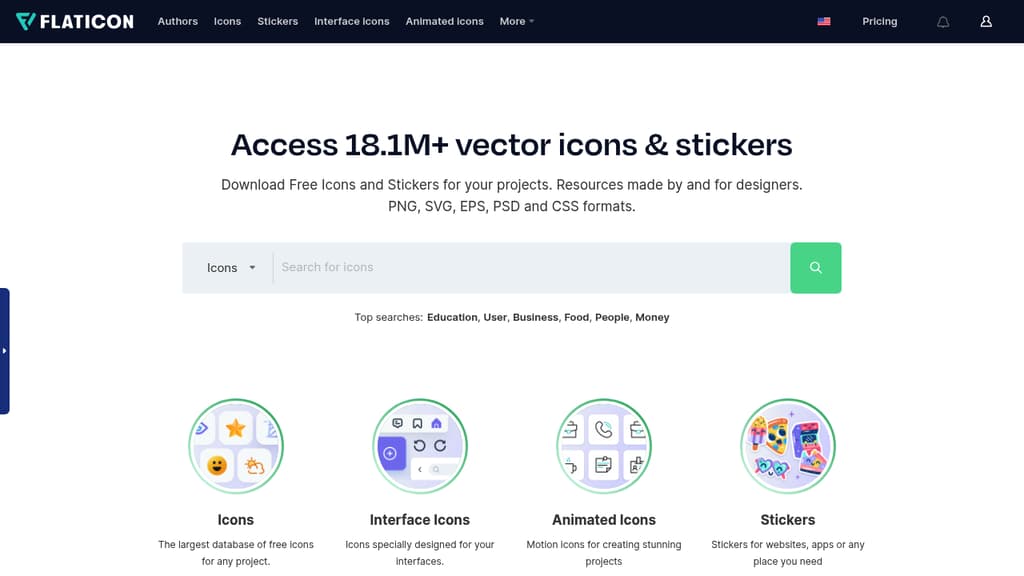 A screenshot of Flaticon