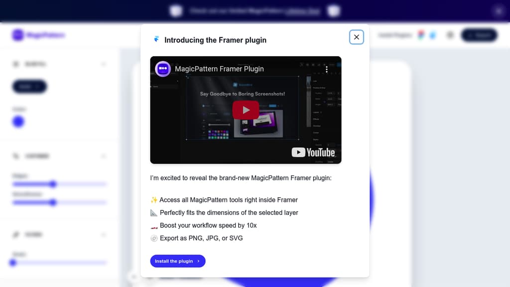 A screenshot of MagicPattern