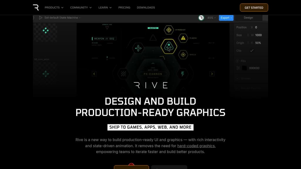 A screenshot of Rive