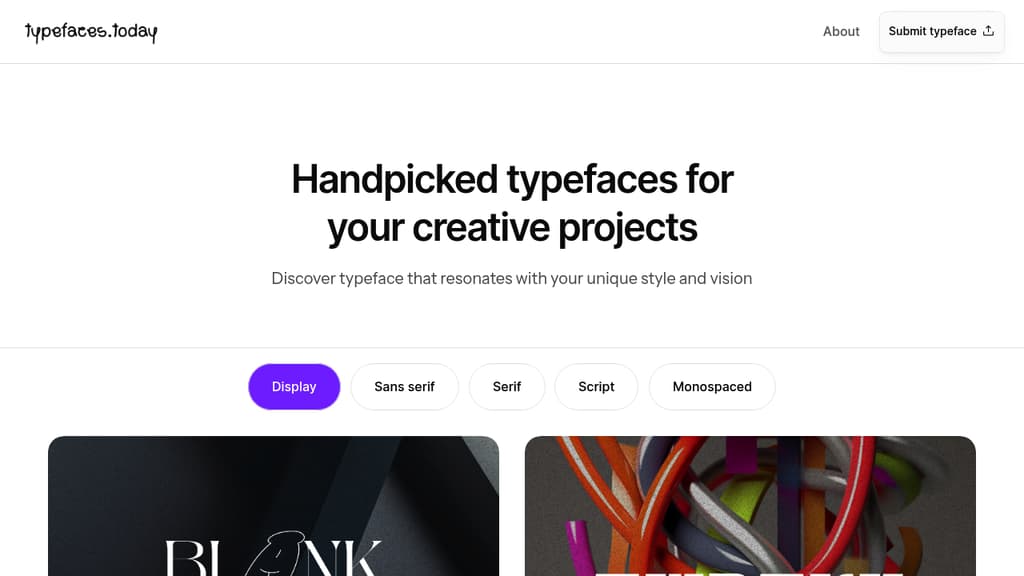 A screenshot of Typefaces.today