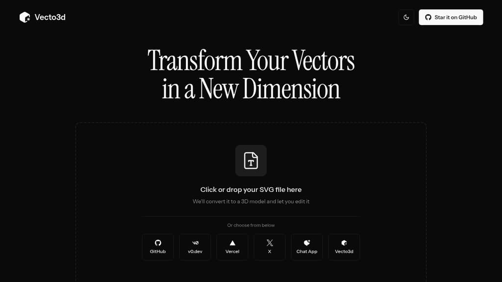 A screenshot of Vecto3d