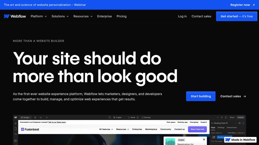 A screenshot of Webflow